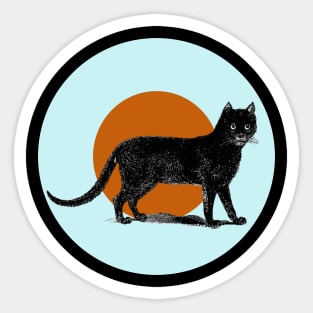 Halloween Black Cat, Signs and Symbols - Pale Blue and Cinnamon Sticker